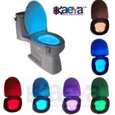 OkaeYa-Toilet Seat Bowl Night Light with LED Sensor Motion Activated Battery Glow for Bathroom (Multicolored)